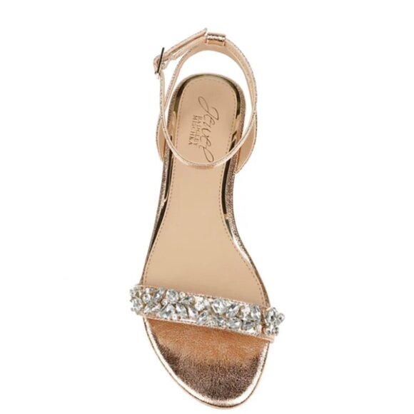 NEW Jewel Badgley Mischka Womens Rose Gold-Tone Size 9.5 Ankle Strap Sandals - Picture 2 of 9